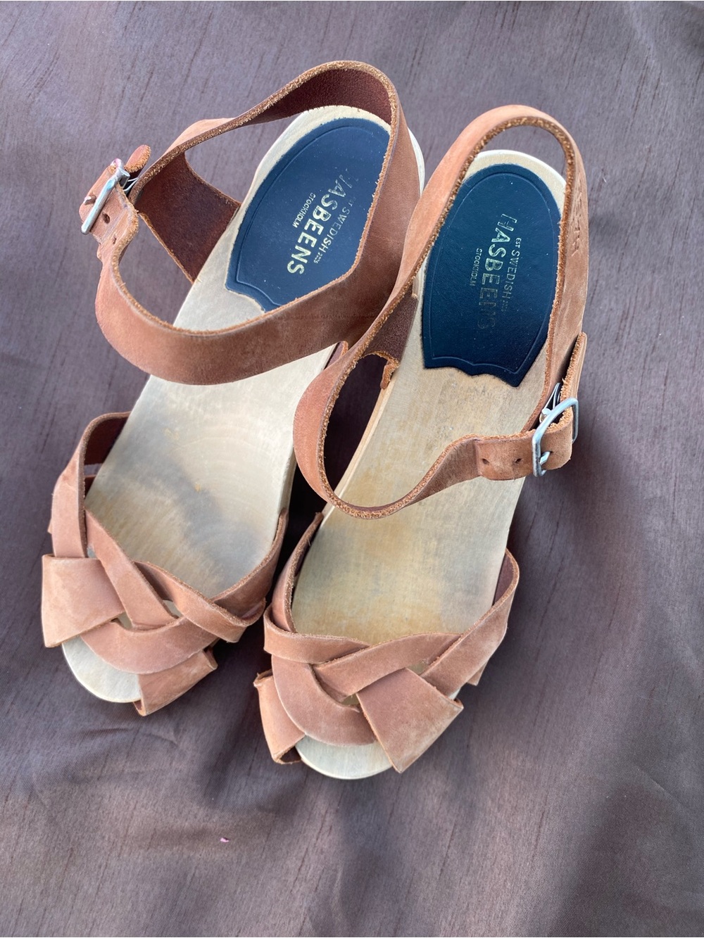 Jasbeens Women’s Tan leather Braided Slingback Sandals